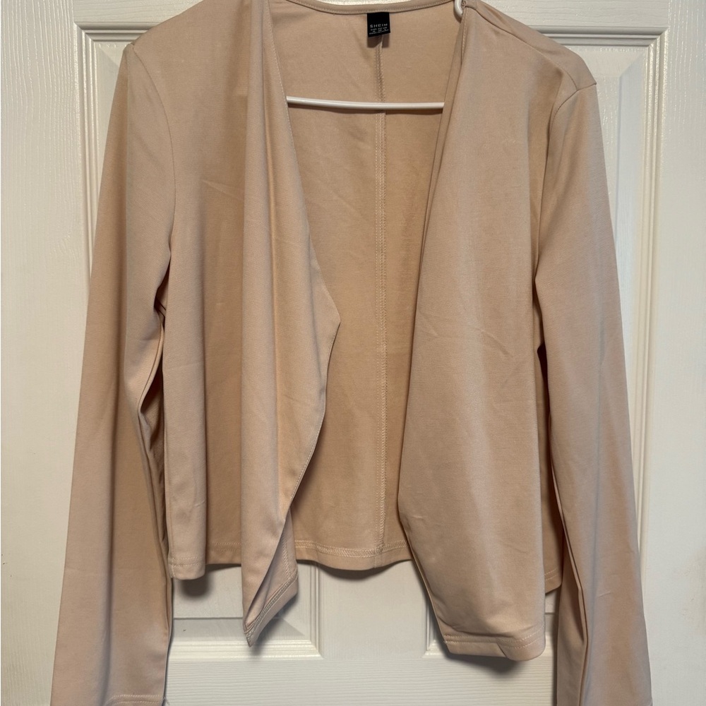 SHEIN Cream Open Front Cardigan